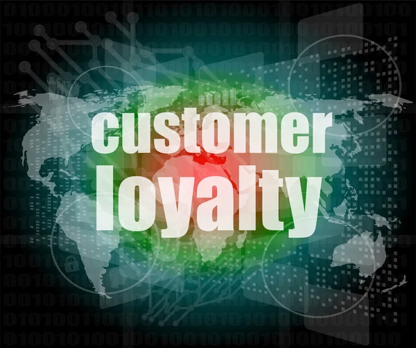 Концепция маркетинга: слова Лояльность клиентов на цифровом экране — стоковое фото