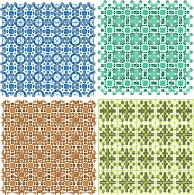 Vintage ekose soyut desenler set tasarımı