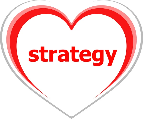 Marketingconcept, strategie woord op liefde hart — Stockfoto