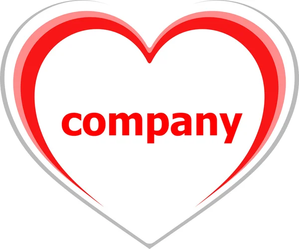 Obchodní koncepce, společnost slovo láska srdce na bílém pozadí — Stock fotografie
