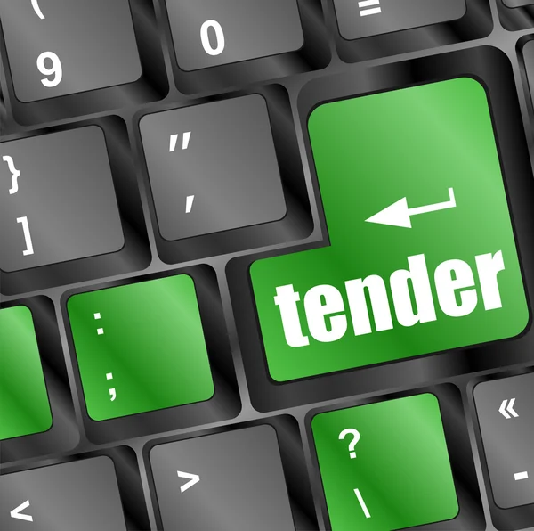 Knop op Moderne Computer Toetsenbord met Word tender, business concept — Stockfoto