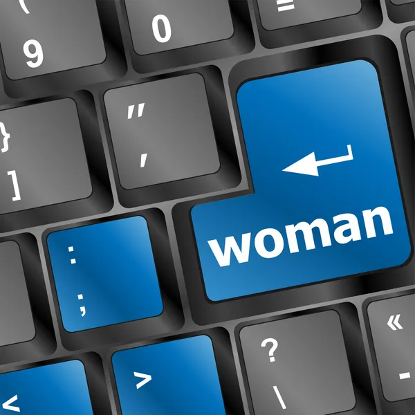 Woman keyboard button on laptop computer key — Stock Photo, Image