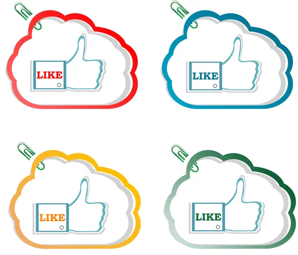 Social media sharing icon set - Like hand in speech bubble — Stock Photo, Image