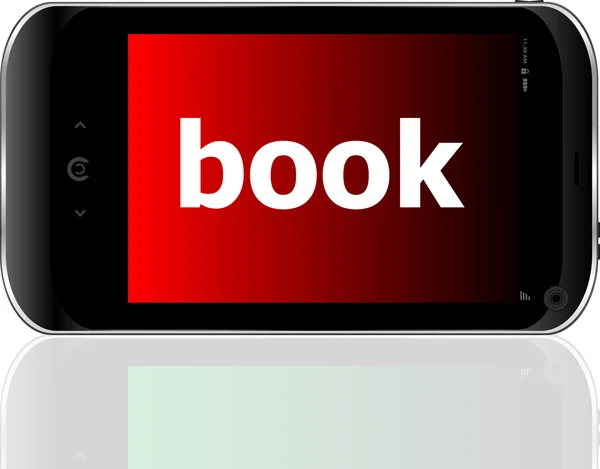 Podnikatelský koncept: smartphone s knihou slovo na displeji — Stock fotografie