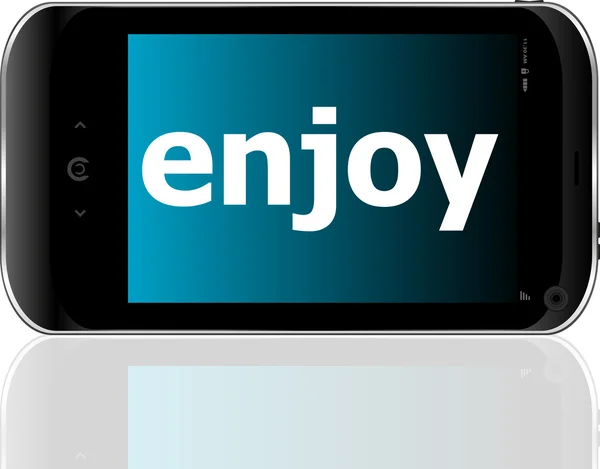 Concetto di sviluppo web: smartphone con word enjoy in display — Foto Stock