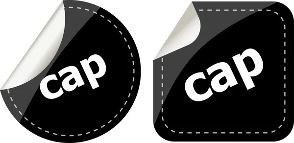 Conjunto de adesivos palavra cap, botão de ícone web — Fotografia de Stock