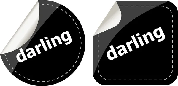 Darling word on black stickers web button set, label, icon — Stock Photo, Image