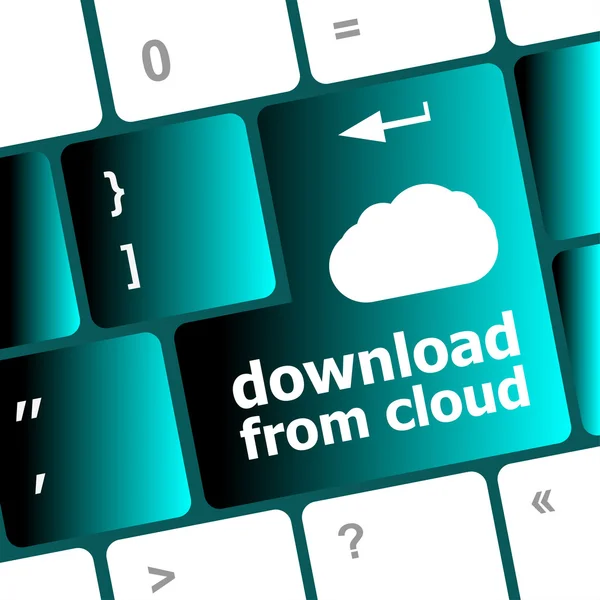 Pobierz za darmo z chmury, klawiatura komputera dla cloud computing — Zdjęcie stockowe