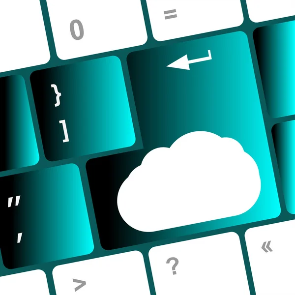 Conceito de computação em nuvem no teclado do computador — Fotografia de Stock