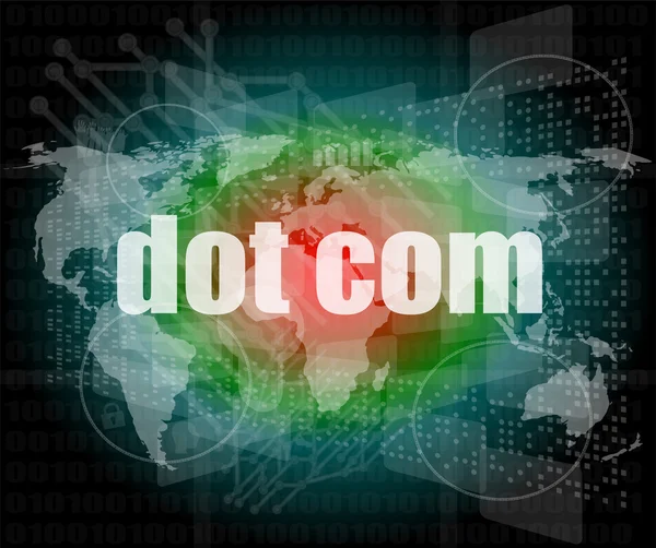 Woorden dot com op digitaal scherm, informatietechnologie concept — Stockfoto