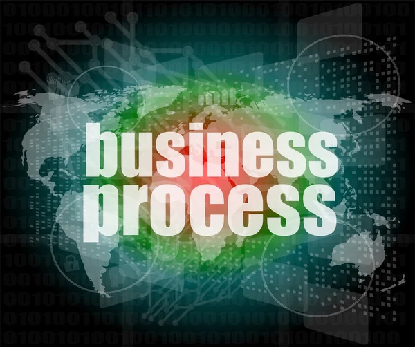 Obchodní proces slovo na digitální obrazovce, řízení mise rozhraní hi technologie — Stock fotografie