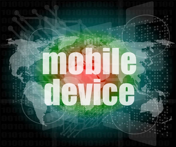 Slovní mobilní zařízení na digitální obrazovce 3d — Stock fotografie