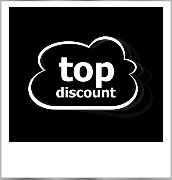 Top discount mot concept d'entreprise, cadre photo isolé sur blanc — Photo
