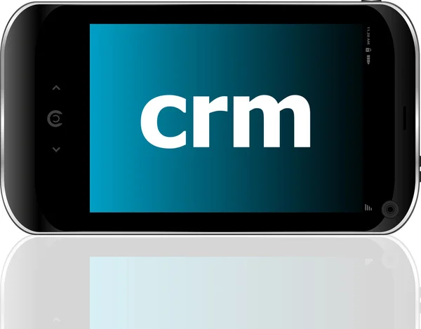 スマートな携帯電話、ビジネス コンセプト上の crm の単語 — ストック写真