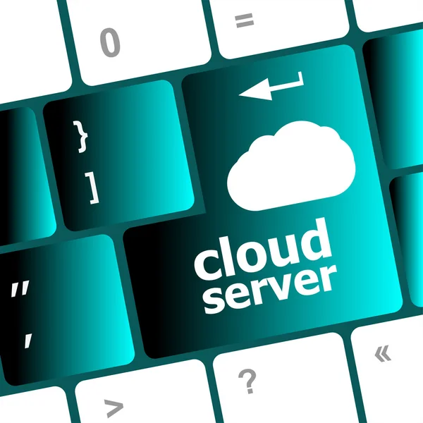 Concept de mots de serveur cloud sur le bouton bleu du clavier — Photo