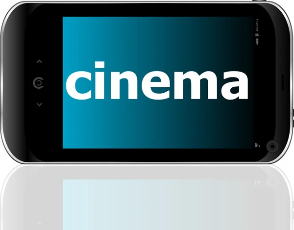 Concepto de desarrollo web: smartphone con pantalla de word cinema — Foto de Stock