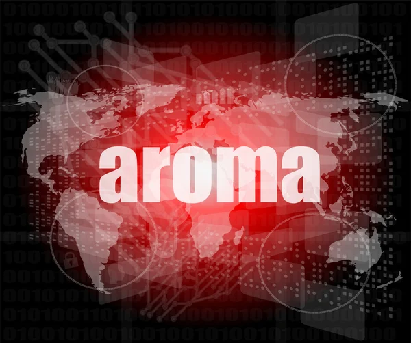 Aroma word på digital skärm, mission control interface Hej teknik — Stockfoto