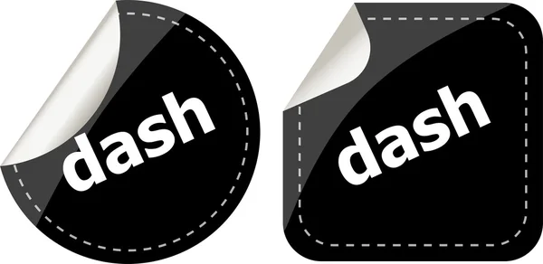 Dash word on black stickers web button set, label, icon — Stock Photo, Image