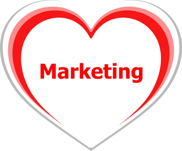 Marknadsföringskoncept, marknadsföring ordet kärlek hjärta — Stockfoto