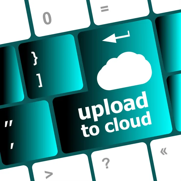 Upload do chmury, klawiatura komputera dla cloud computing — Zdjęcie stockowe