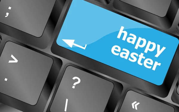 Botón de texto feliz Pascua en el teclado con enfoque suave — Foto de Stock