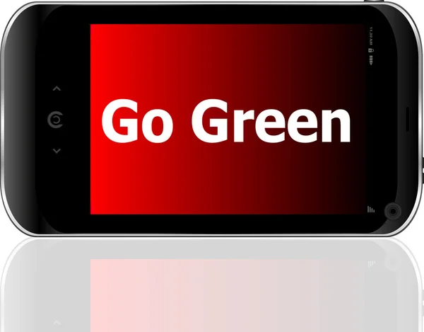 Cellulare e andare parola verde su di esso — Foto Stock