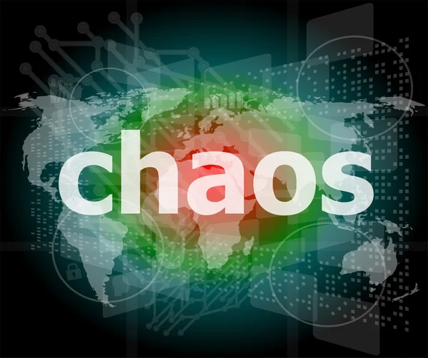 Słowo chaos cyfrowy dotykowy ekran — Zdjęcie stockowe