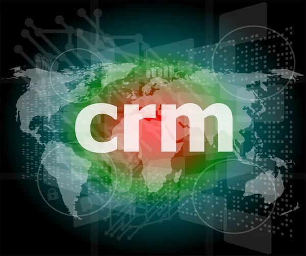 CRM ord, bakgrunder pekskärm med tydliga knappar. begreppet en modern internet — Stockfoto