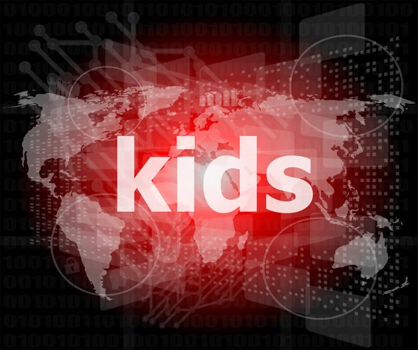 Kinderwort auf virtuellem digitalen Hintergrund, Raster — Stockfoto