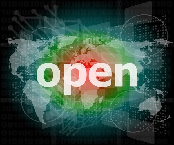 Veiligheidsconcept: open woord op digitaal scherm — Stockfoto