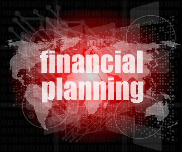 Business concept: words financial planning on digital screen — Stock Photo, Image