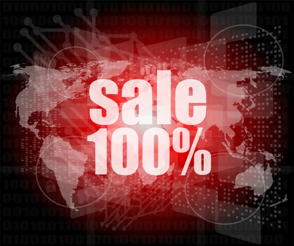 Відсоток продажу на бізнес цифровому сенсорному екрані — стокове фото