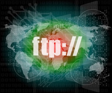 ftp word on digital screen, global communication concept clipart