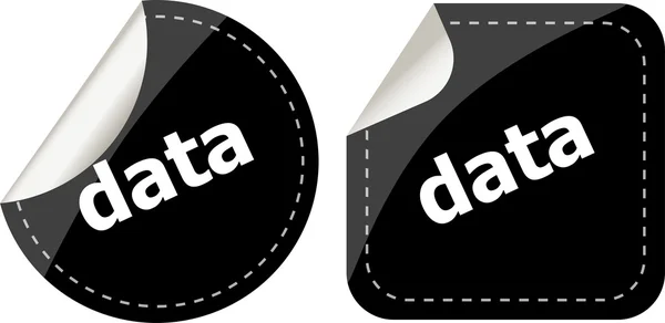 Data word on black stickers web button set, label, icon — Stock Photo, Image