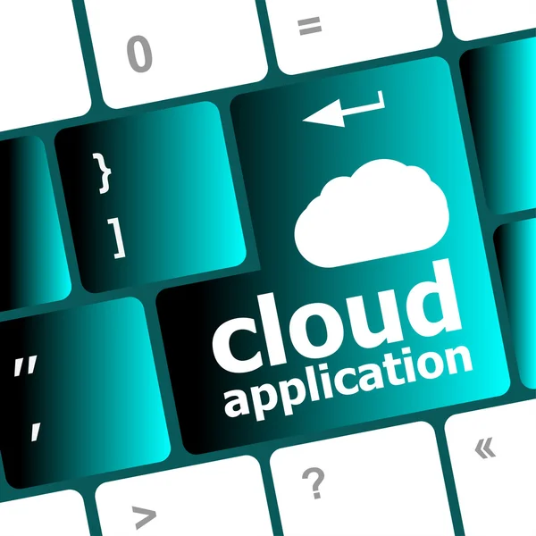 Nuage application mots concept sur le bouton du clavier — Photo