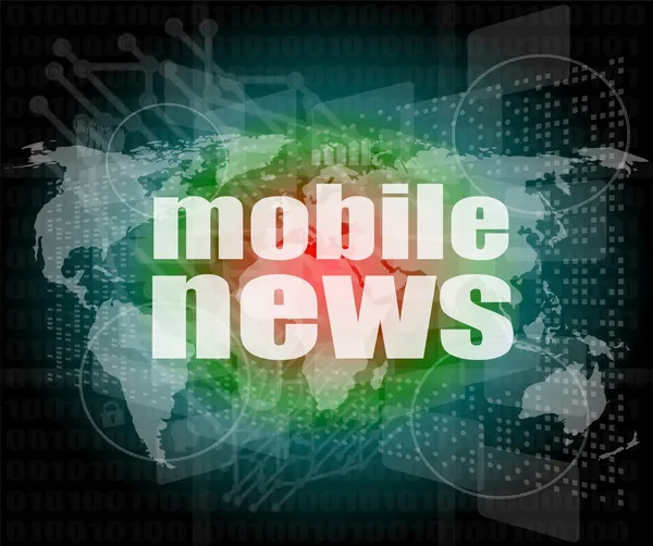 Novinky a tisk koncept: words mobile news on digital screen — Stock fotografie