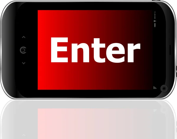 Concepto de desarrollo web: smartphone con word enter en pantalla — Foto de Stock