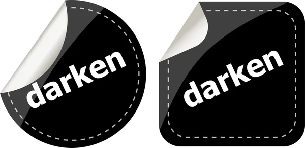 Donkerder woord op de knop set zwarte stickers websites, label, pictogram검은 스티커 웹 단추 세트, 레이블, 아이콘에 대 한 단어를 어둡게 — Stockfoto