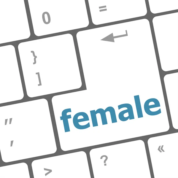 Palabra femenina en la tecla del teclado, botón del ordenador portátil —  Fotos de Stock