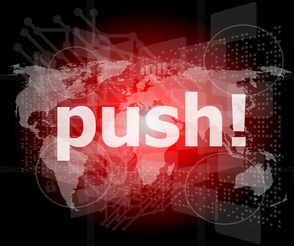 Push-Wort auf digitalem Touchscreen-Interface — Stockfoto
