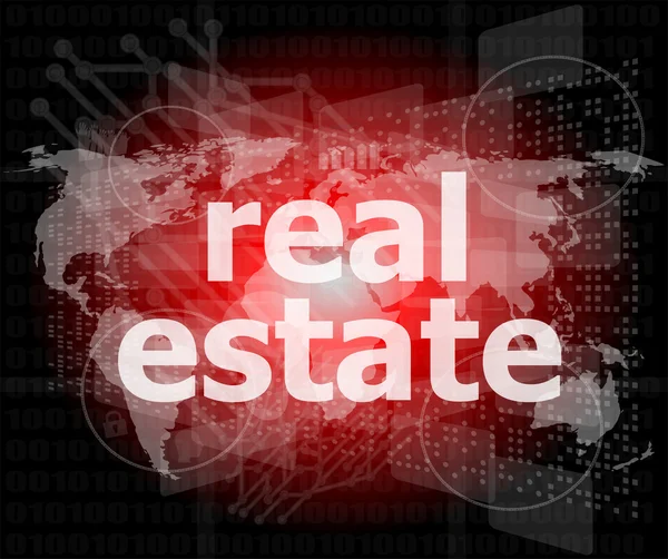 Real estate text on touch screen — Stock Photo, Image