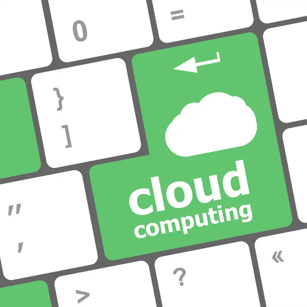 Cloud-Computing-Konzept zeigt Cloud-Symbol auf Computer-Schlüssel — Stockfoto