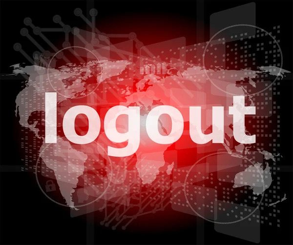 Слово logout, hi-tech фон, цифровой бизнес сенсорный экран — стоковое фото