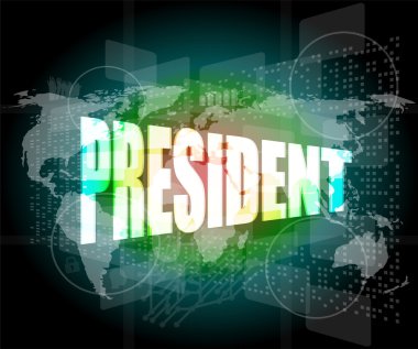 Başkan sözleri dünya haritası ile dijital ekran