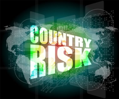 ülke risk sözleri dünya haritası ile dijital ekran
