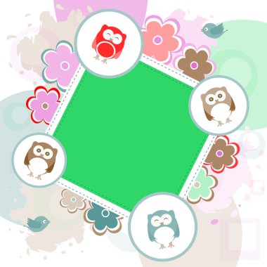 Dekoratif baykuş. kuş çiçek süsleme dekorasyon ile