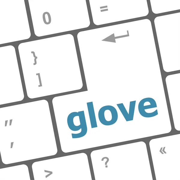 Glove word on keyboard key, notebook computer button — Stock Photo, Image