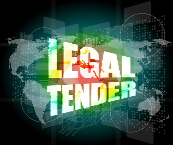 Touch screen interface with legal tender words — Stock Photo, Image