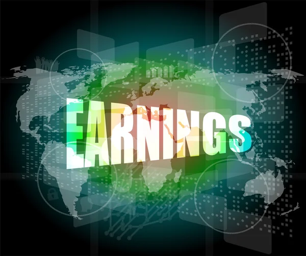 Earnings words on touch screen interface — Stock Photo, Image