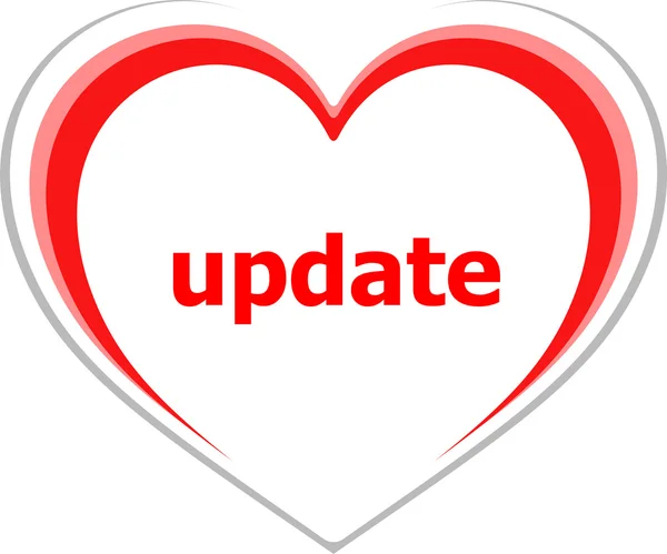 Internet concept, update word on love heart — Stock Photo, Image